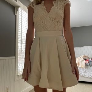 Cream, lace dress!